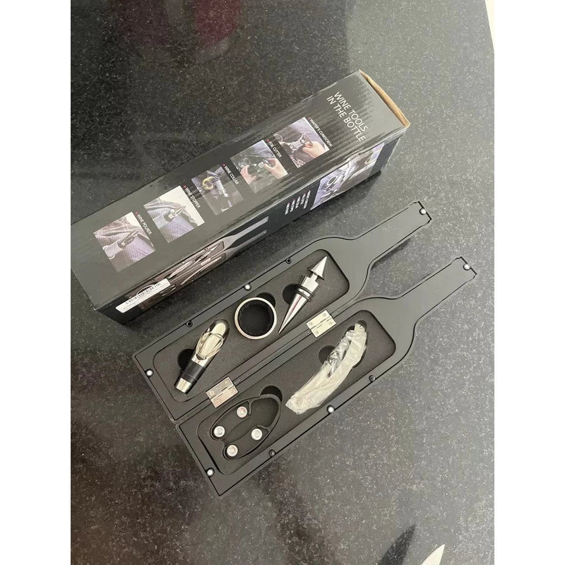 Kit Abridor De Vinho Saco Rolha 5 Peças Estojo Garrafa